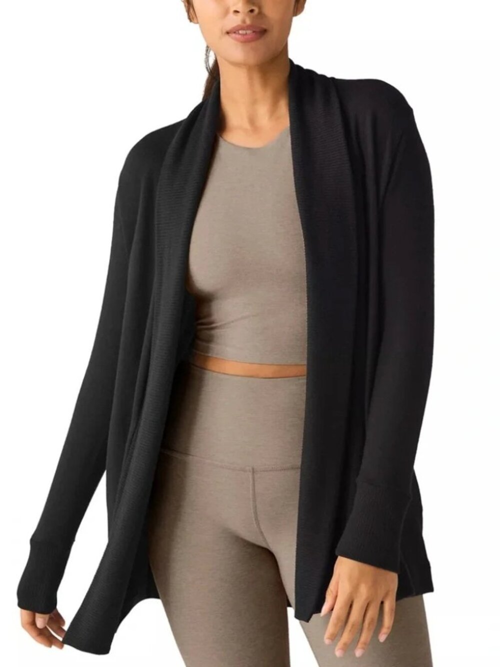 NWT Beyond Yoga Black Relax Rib Cardigan - Large $128